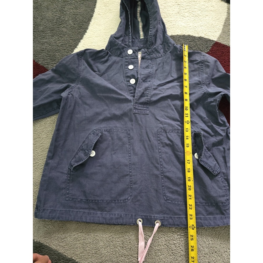 Merona Men's Blue Canvas Anorak Hoodie Pullover Jacket Utility Pockets Size XL